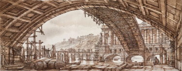 Картина под названием "Under The Bridge" - Andrei Svistunov, Подлинное произведение искусства, Акварель