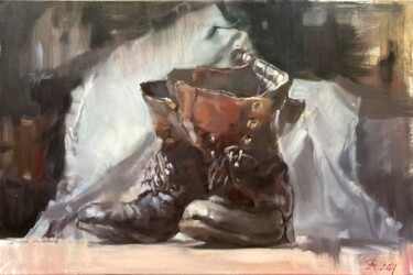 Painting titled "Old Boots from Vero…" by Andrei Svistunov, Original Artwork, Oil