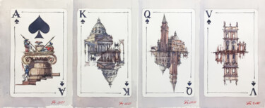 Dibujo titulada "Architect’s Card de…" por Andrei Svistunov, Obra de arte original, Acuarela