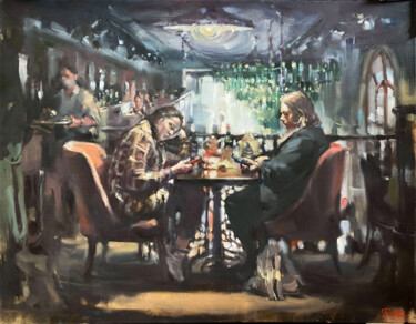 Painting titled "Marcellis restaurant" by Andrei Svistunov, Original Artwork, Oil