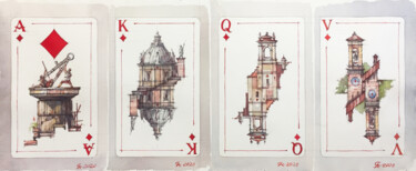 Desenho intitulada "Architect’s Card de…" por Andrei Svistunov, Obras de arte originais, Aquarela