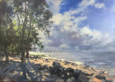 Painting titled "Oak trees. Seascape…" by Andrei Svistunov, Original Artwork, Oil