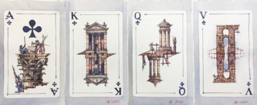 Disegno intitolato "Architect’s Card de…" da Andrei Svistunov, Opera d'arte originale, Acquarello
