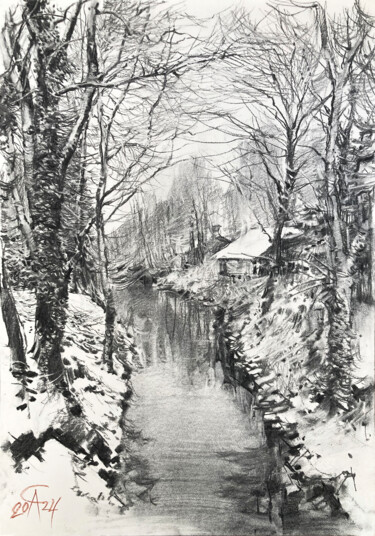 Zeichnungen mit dem Titel "Grunewald. View fro…" von Andrei Svistunov, Original-Kunstwerk, Kohle