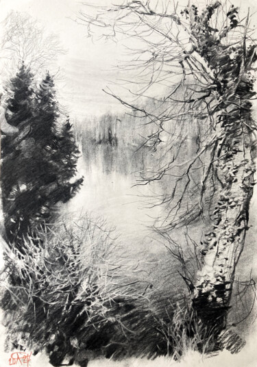 Tekening getiteld "Grunewald. Pre-spri…" door Andrei Svistunov, Origineel Kunstwerk, Houtskool