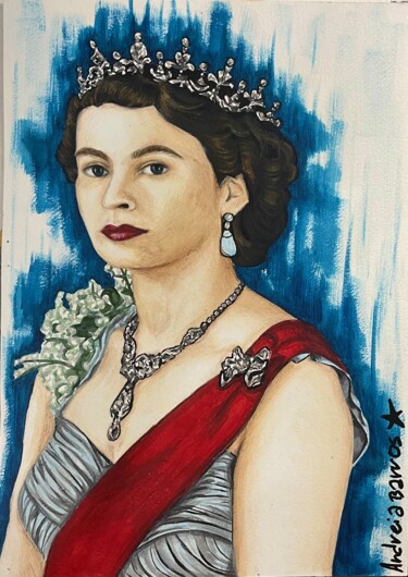 Картина под названием "QUEEN ELIZABETH II" - Andreia Barros, Подлинное произведение искусства, Акрил