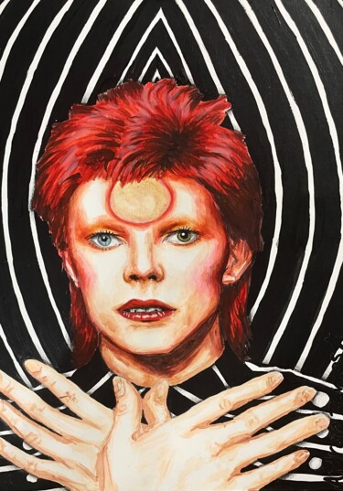 Painting titled "DAVID BOWIE" by Andreia Barros, Original Artwork, Acrylic