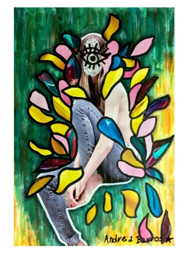 Collagen mit dem Titel "FLOWER" von Andreia Barros, Original-Kunstwerk, Collagen