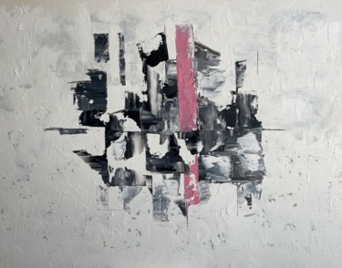 Painting titled "Pink on grey" by Andrei Makarov, Original Artwork, Oil Mounted on Cardboard