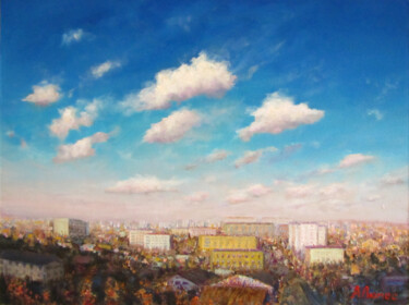 Painting titled "Городок" by Andrei Abramov (Andrei Liumes), Original Artwork, Oil