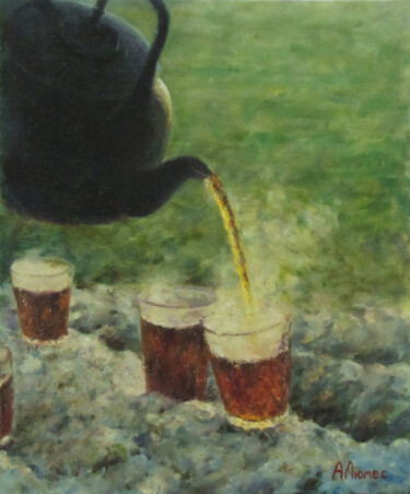 Malerei mit dem Titel "Чай готов" von Andrei Abramov (Andrei Liumes), Original-Kunstwerk, Öl