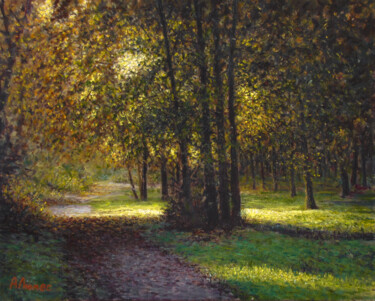 Peinture intitulée "Осенний месяц" par Andrei Abramov (Andrei Liumes), Œuvre d'art originale, Huile