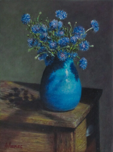 Картина под названием "Голубая ваза" - Андрей Абрамов (Андрей Люмес), Подлинное произведение искусства, Масло