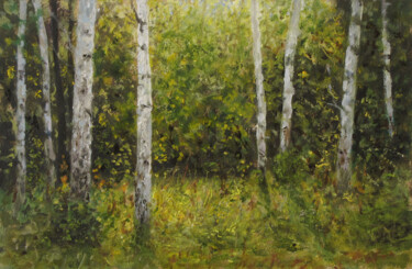 Painting titled "Под берёзой" by Andrei Abramov (Andrei Liumes), Original Artwork, Oil