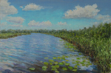 Картина под названием "Облака над рекой" - Андрей Абрамов (Андрей Люмес), Подлинное произведение искусства, Масло