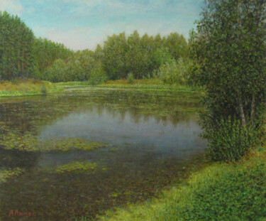 Peinture intitulée "Пруд" par Andrei Abramov (Andrei Liumes), Œuvre d'art originale, Huile
