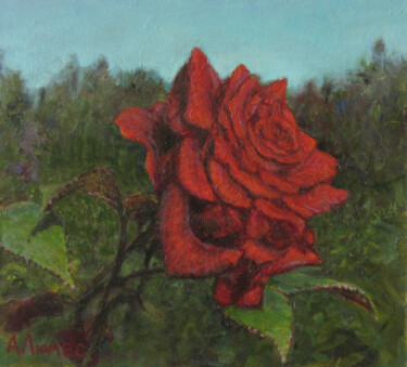 Картина под названием "Роза" - Андрей Абрамов (Андрей Люмес), Подлинное произведение искусства, Масло