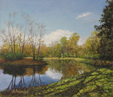 Картина под названием "Осень в парке" - Андрей Абрамов (Андрей Люмес), Подлинное произведение искусства, Масло
