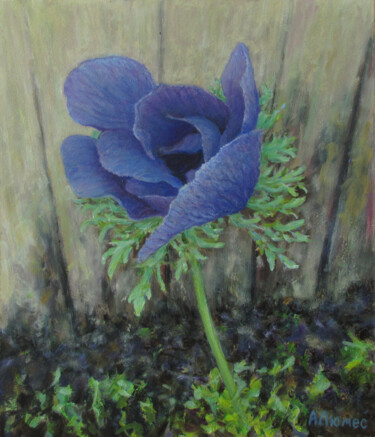 Картина под названием "Синий цветок" - Андрей Абрамов (Андрей Люмес), Подлинное произведение искусства, Масло