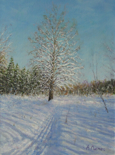 Картина под названием "Лыжня" - Андрей Абрамов (Андрей Люмес), Подлинное произведение искусства, Масло