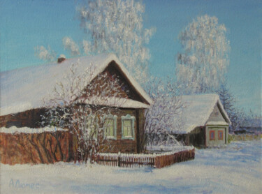 Картина под названием ""Деревенский домик"" - Андрей Абрамов (Андрей Люмес), Подлинное произведение искусства, Масло
