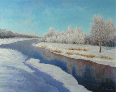 Картина под названием "Река не замерзает" - Андрей Абрамов (Андрей Люмес), Подлинное произведение искусства, Масло