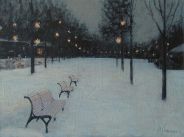 Ζωγραφική με τίτλο "Зимний вечер" από Андрей Абрамов (Андрей Люмес), Αυθεντικά έργα τέχνης, Λάδι
