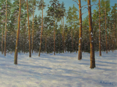 Painting titled "Солнце в сосновом л…" by Andrei Abramov (Andrei Liumes), Original Artwork, Oil