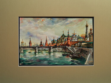 Peinture intitulée ""Вид на кремль"" par Andrei Biriukov, Œuvre d'art originale, Aquarelle