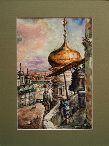 Painting titled "На колоколне Ивана…" by Andrei Biriukov, Original Artwork, Watercolor