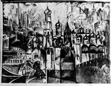 Картина под названием "Эскиз росписи стены…" - Андрей Бирюков, Подлинное произведение искусства, Темпера
