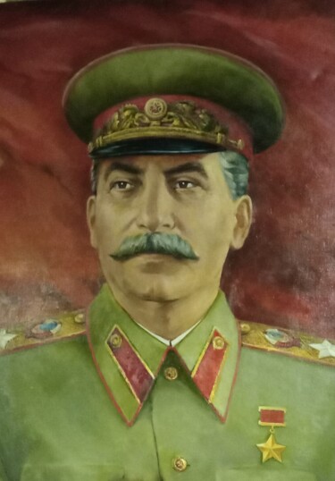 Картина под названием "Портрет И.В.Сталина…" - Андрей Бирюков, Подлинное произведение искусства, Масло