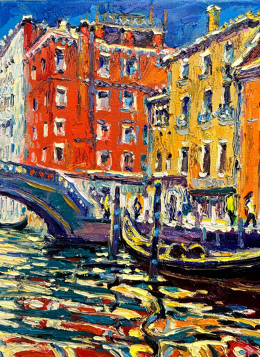 Painting titled "Venice sunny day, O…" by Andrey Chebotaru, Original Artwork, Oil