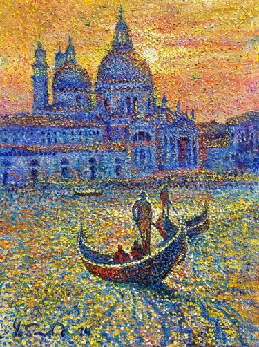 Картина под названием "Venice grand canal…" - Andrey Chebotaru, Подлинное произведение искусства, Масло
