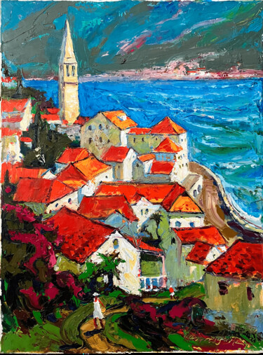 Painting titled "Montenegro, Perast…" by Andrey Chebotaru, Original Artwork, Oil