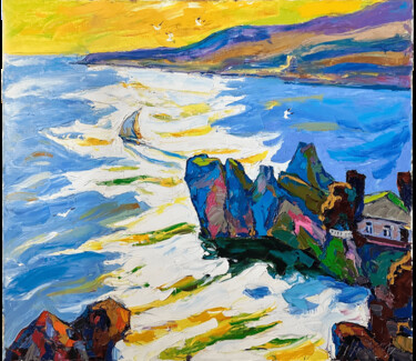 Pintura titulada "Gurzuf, Crimea Sea…" por Andrey Chebotaru, Obra de arte original, Oleo