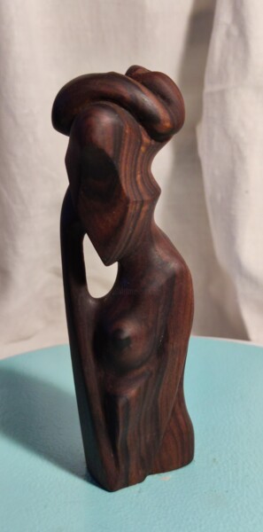 Sculpture titled "Lady with Doggy" by Andrei Latyshev, Original Artwork, Wood