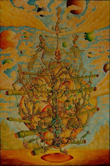 "La Terre en fuite" başlıklı Tablo Andrej Platounov tarafından, Orijinal sanat, Petrol