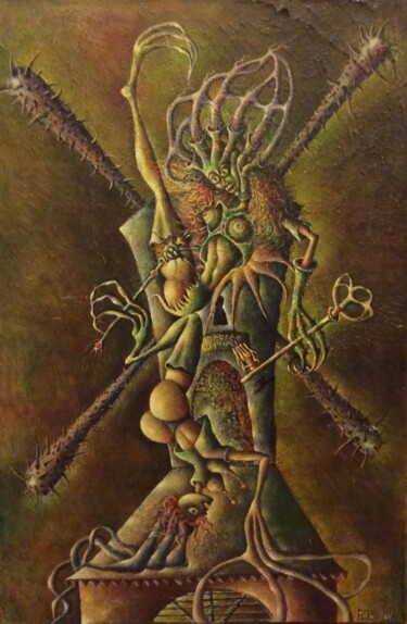 Painting titled "Le jouet mécanique" by Andrej Platounov, Original Artwork, Oil