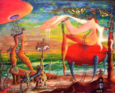 Pintura intitulada "Le Débarquement" por Andrej Platounov, Obras de arte originais, Óleo