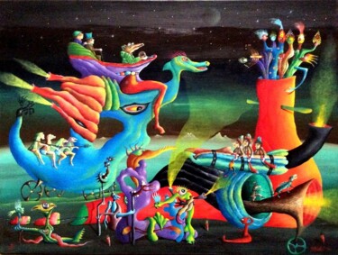 Peinture intitulée "A toute allure" par Andrej Platounov, Œuvre d'art originale, Huile