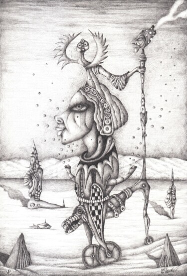 Drawing titled "Carnaval" by Andrej Platounov, Original Artwork, Pencil