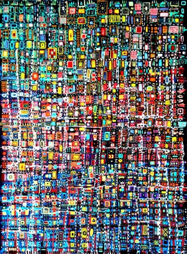 Painting titled "Technotissu" by Andrej Platounov, Original Artwork, Oil