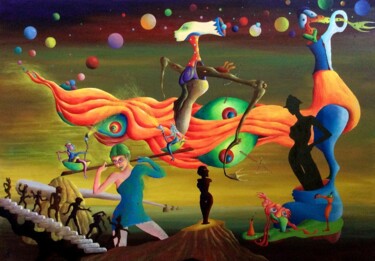 Malerei mit dem Titel "Equilibre" von Andrej Platounov, Original-Kunstwerk, Öl