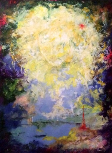 Painting titled "Fleur de pommier" by Andrej Platounov, Original Artwork, Oil