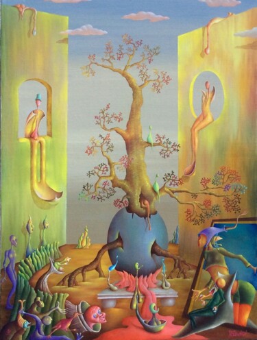 Malarstwo zatytułowany „Arbre de vie” autorstwa Andrej Platounov, Oryginalna praca, Olej Zamontowany na Drewniana rama noszy