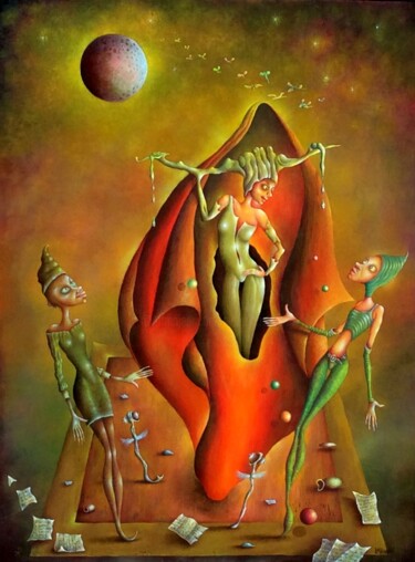 Peinture intitulée "Les Trois grâces" par Andrej Platounov, Œuvre d'art originale, Huile Monté sur Châssis en bois
