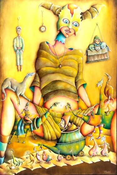 Картина под названием "Masque II" - Andrej Platounov, Подлинное произведение искусства, Масло Установлен на Деревянная рама…