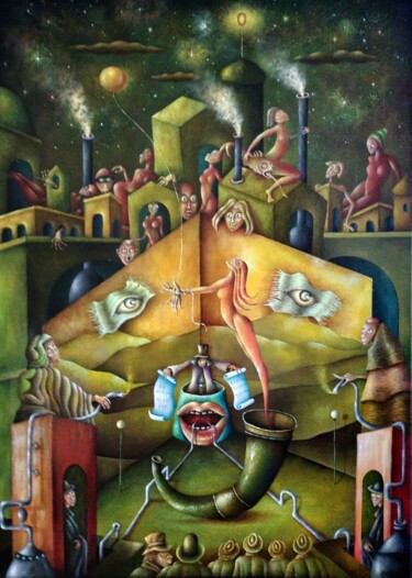 Картина под названием "Décret" - Andrej Platounov, Подлинное произведение искусства, Масло Установлен на Деревянная рама для…
