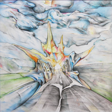 Рисунок под названием "По дороге к горизон…" - Андрей Пшеничный, Подлинное произведение искусства, Цветные карандаши